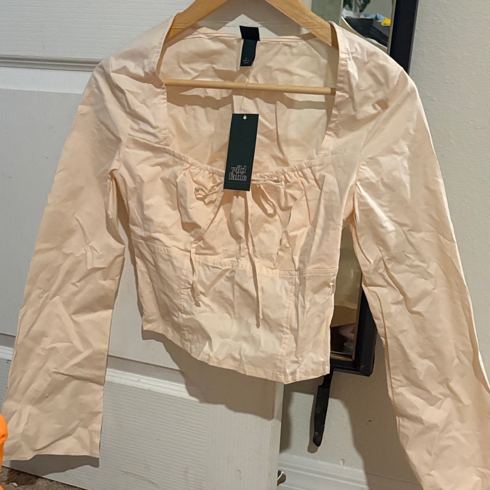 Cream Long Sleeve Blouse